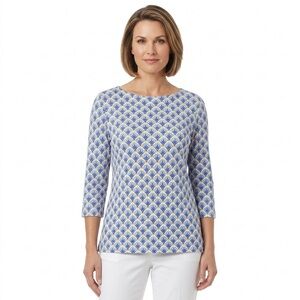 Croft & Barrow NWOT Floral Soft Stretchy 3/4 Sleeve Cotton Tee